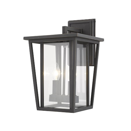 Z-Lite Seoul 2 Light Outdoor Wall Sconce, Oil Rubbed Bronze & Clear 571M-ORB